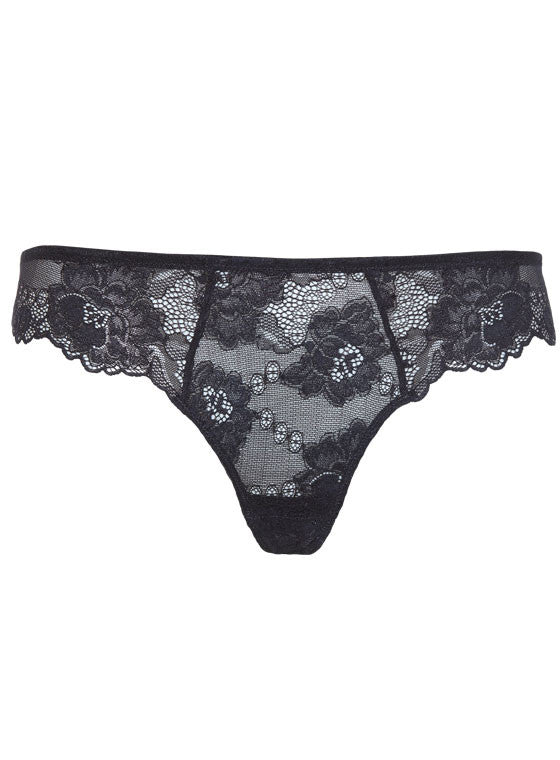 Slip Brasiliana Donna in Pizzo Lormar - Nero - Vista Frontale