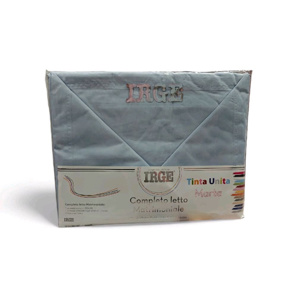 Irge - Completo Lenzuola Matrimoniale in Cotone – Set 4 Pezzi Tinta Unita