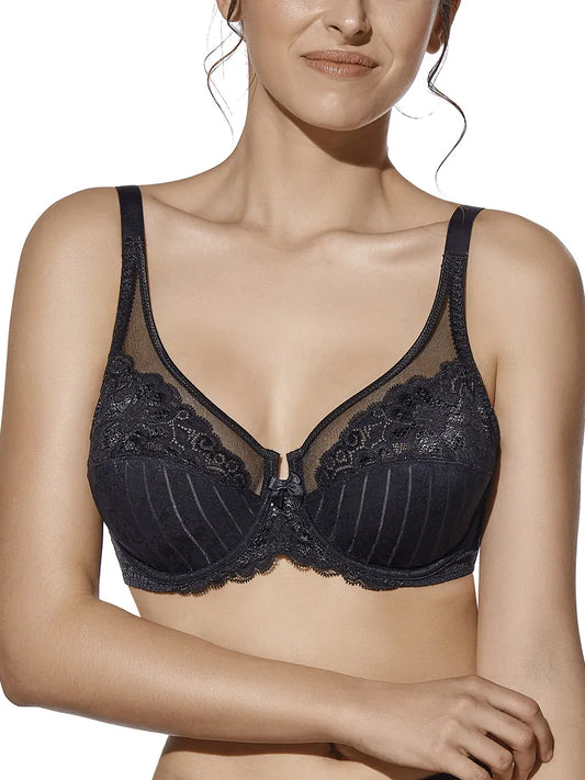 SELENE - Reggiseno sfoderato con pizzo e tulle con ferretto art. Mariluz