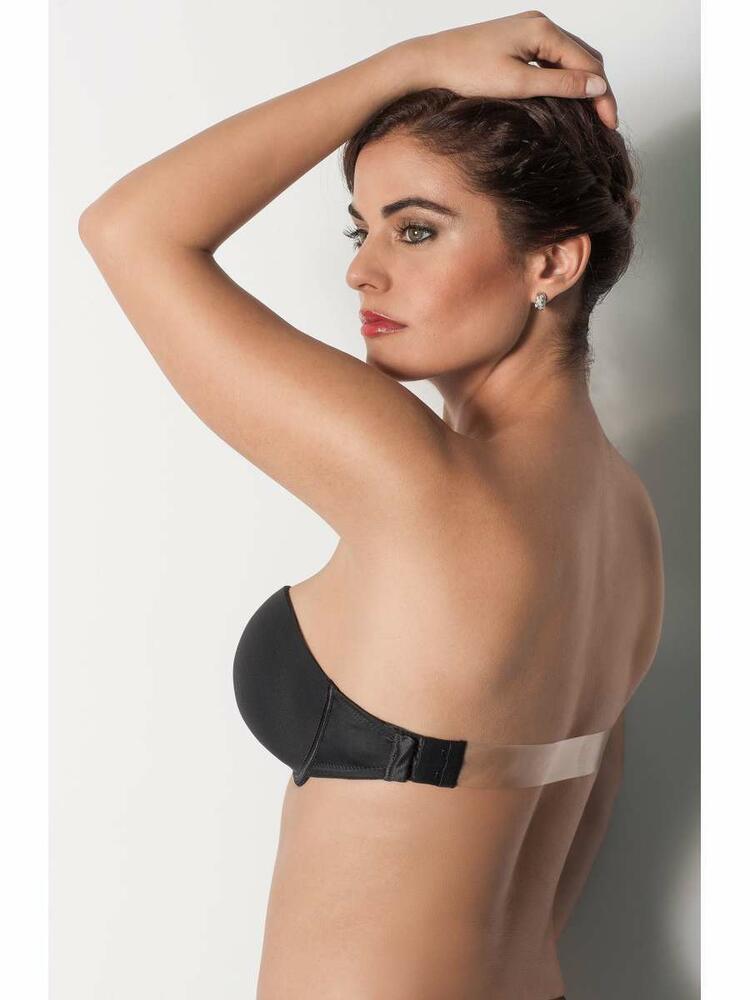Reggiseno senza bretelle con fascia trasparente dietro in coppa C - Selene Magdalena - Nero - Vista Laterale
