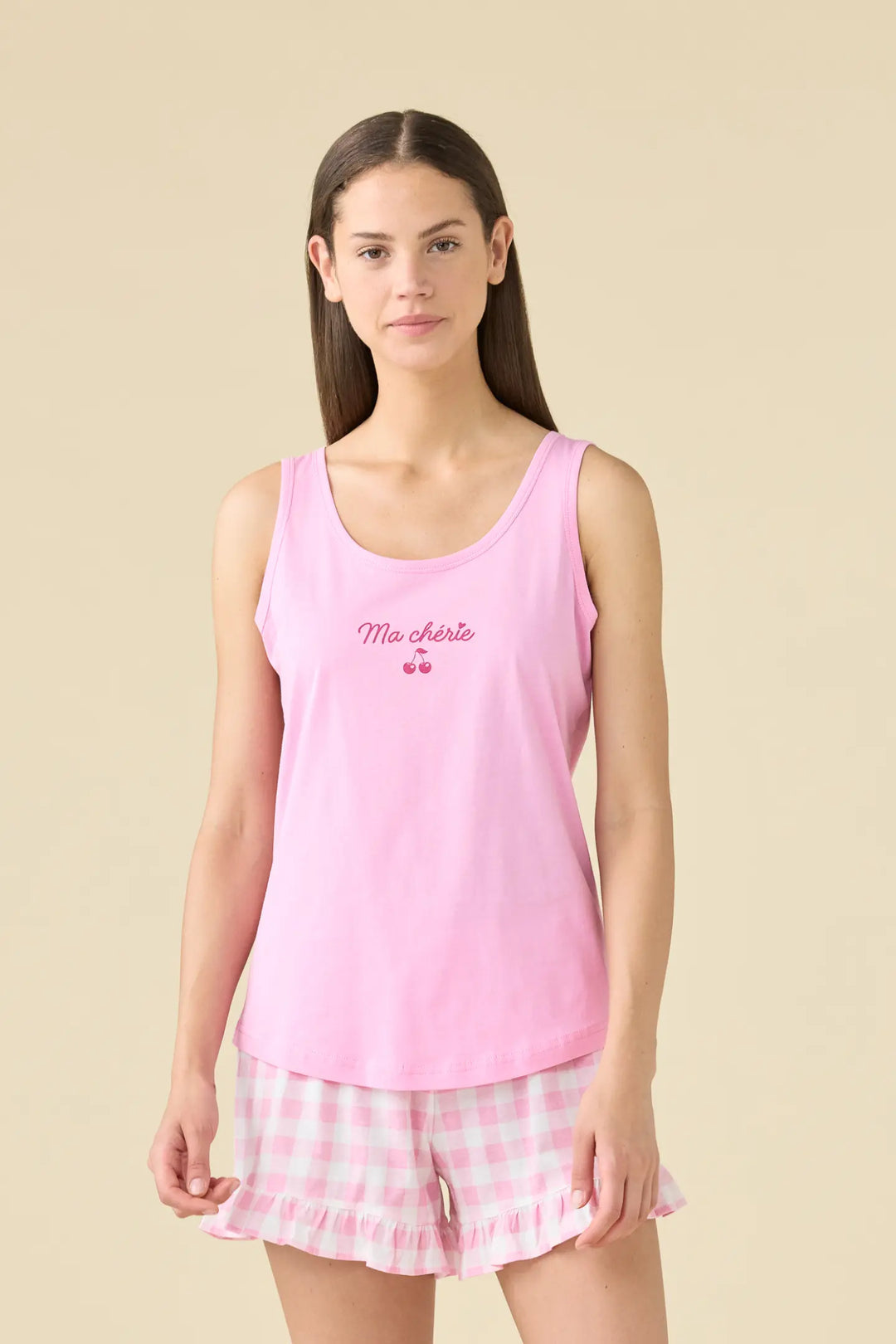 Noidinotte Pigiama Corto da Donna in 100% Puro Cotone a Spalla Larga - Rosa art. FA9611AB