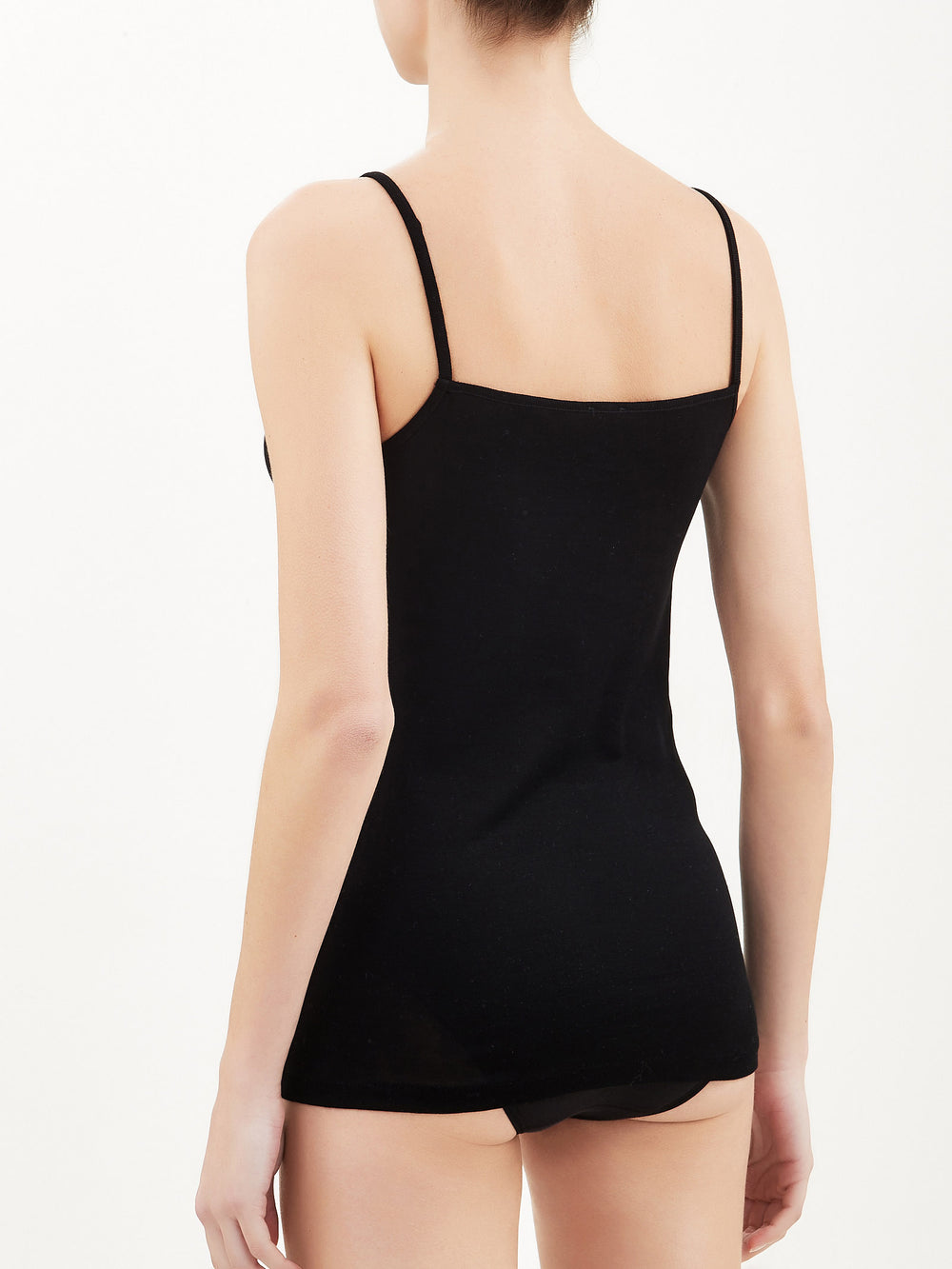 RAGNO - Canotta in filo di scozia a spalla stretta da donna 100% cotone - nera