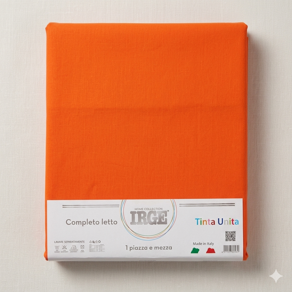 Irge - Completo Lenzuola 1 Piazza e Mezza in Cotone – Set 3 Pezzi Tinta Unita