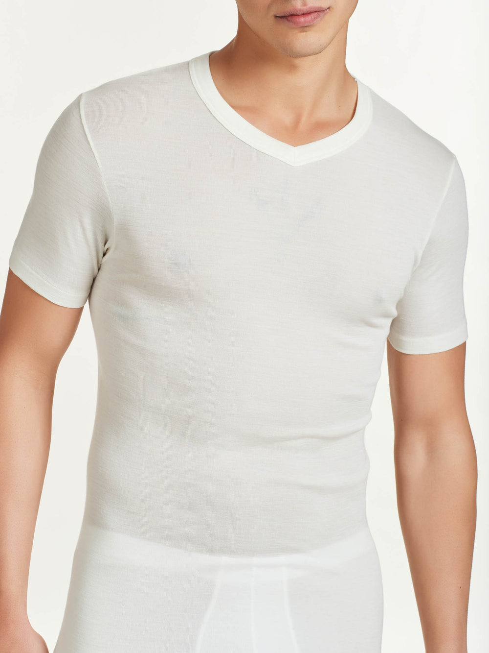 Maglia Intima Uomo Lana e Seta Ragno - Scollo a V Bianca o Nera art. WoolSilk