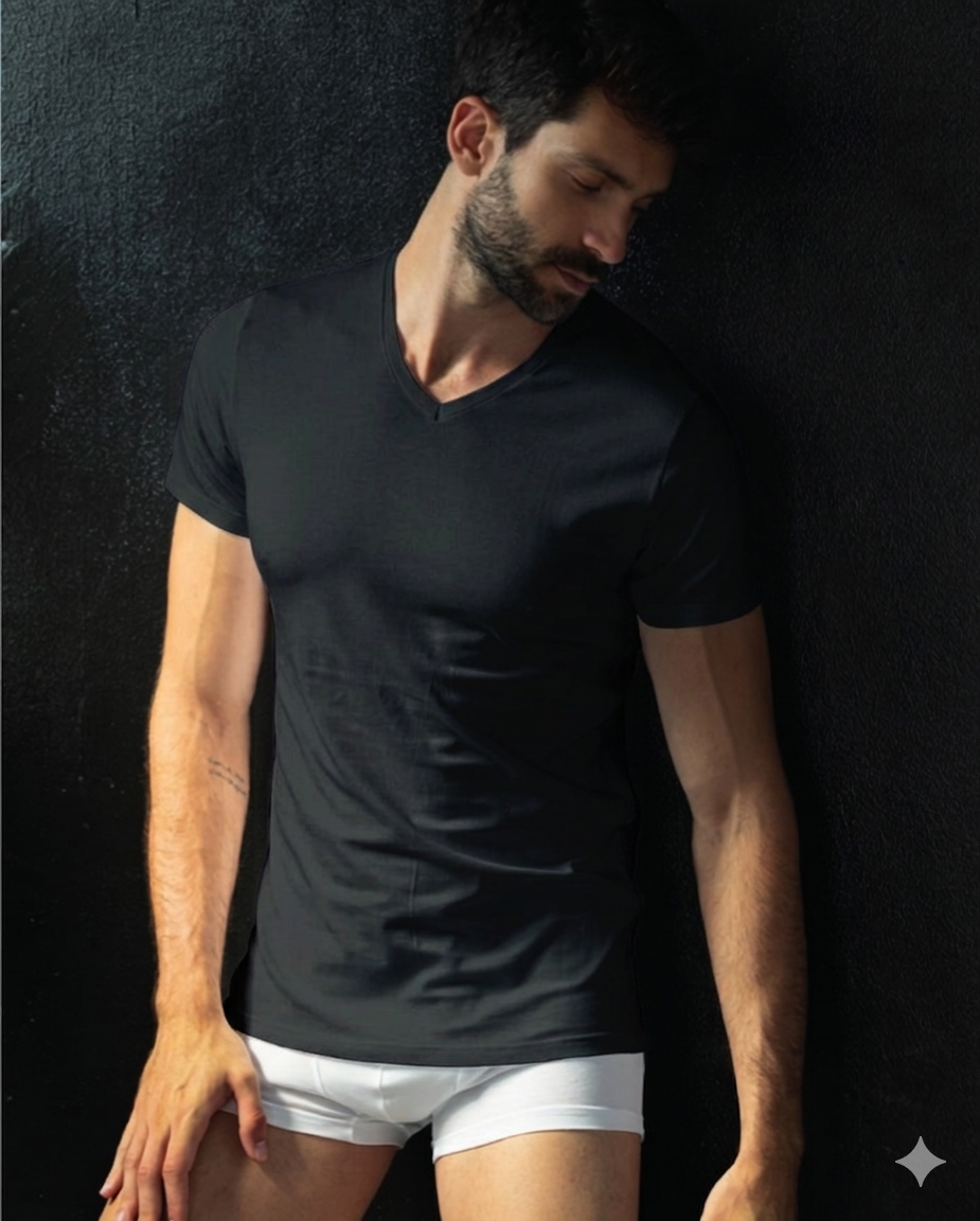 ARMATA DI MARE - T-Shirt da uomo scollo a V in cotone elasticizzato art. gt109
