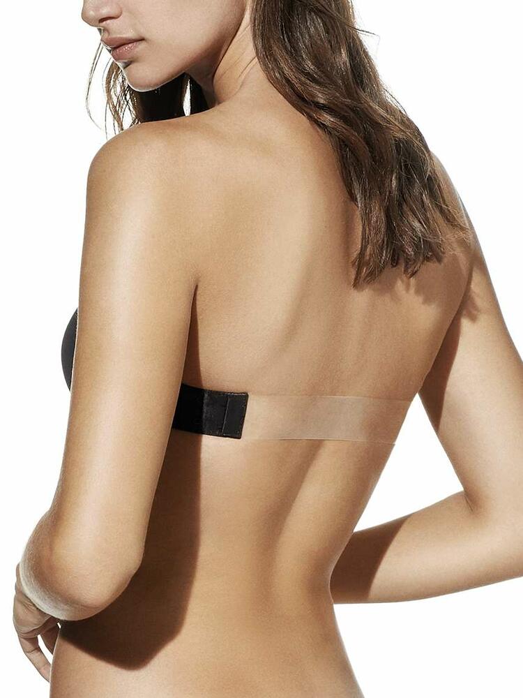 Reggiseno senza bretelle con fascia trasparente dietro in coppa C - Selene Magdalena - Nero - Vista Posteriore