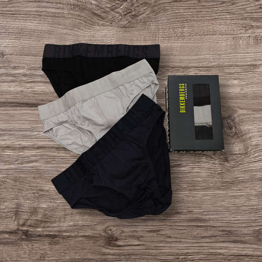 Slip Uomo Bikkembergs Tri-Pack Cotone Stretch – Nero Grigio Blu