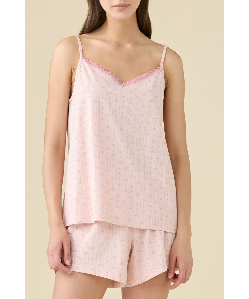 Noidinotte Pigiama Corto da Donna in 100% Puro Cotone Bretellina - Rosa Pallido art. FA9633AB