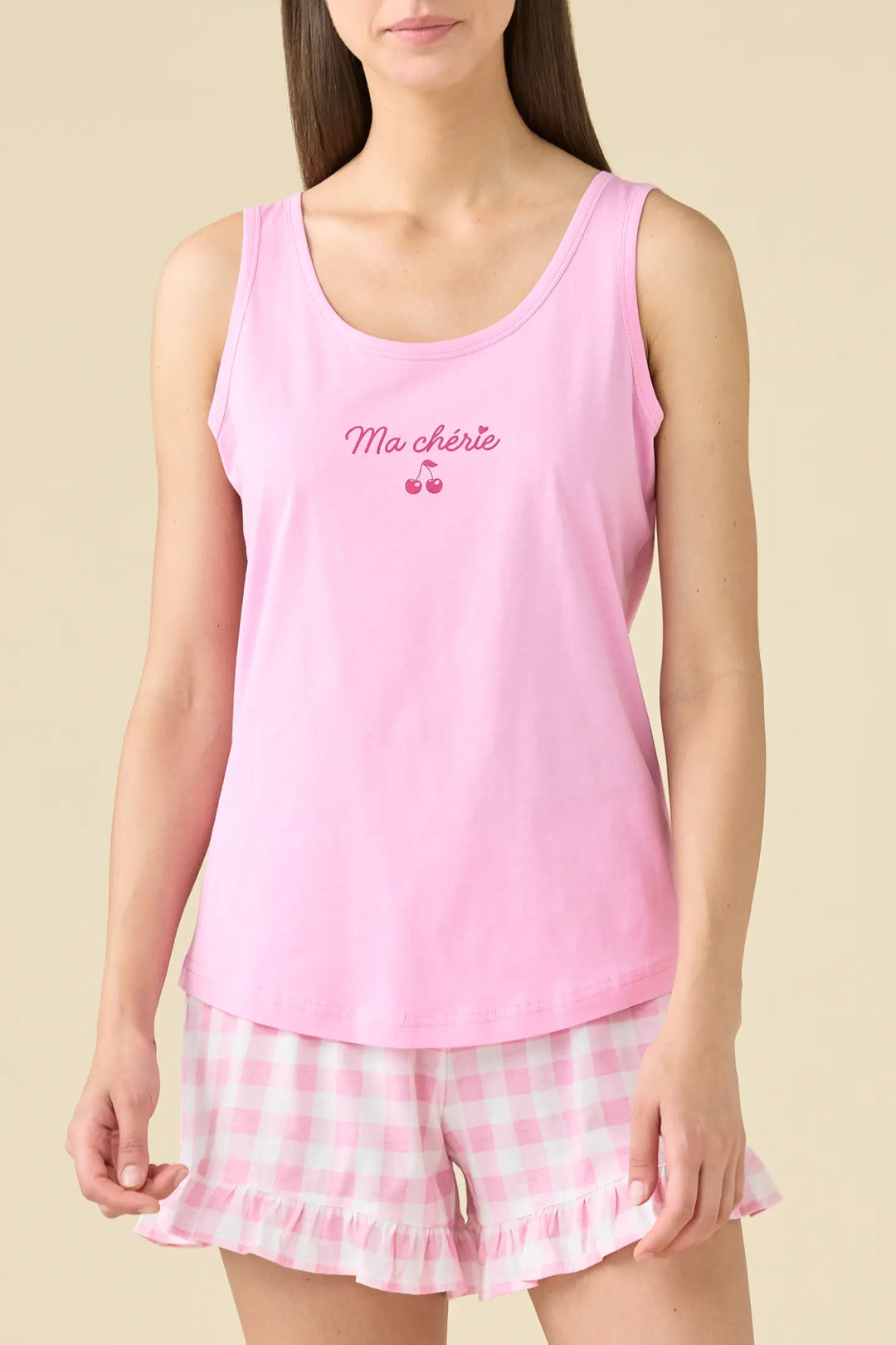 Noidinotte Pigiama Corto da Donna in 100% Puro Cotone a Spalla Larga - Rosa art. FA9611AB