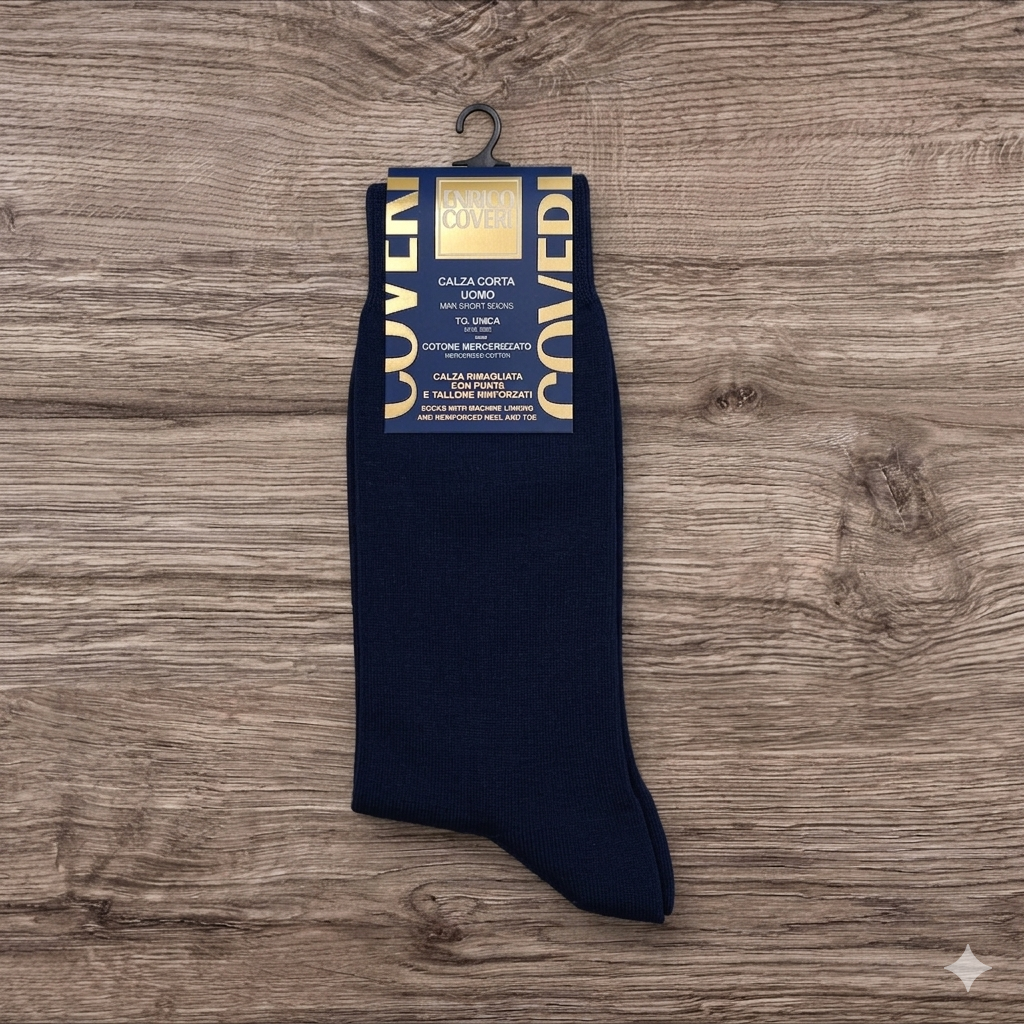 Calzini Corti Uomo Cotone Enrico Coveri - Pacco 3 Paia Mercerizzato Nero e Blu