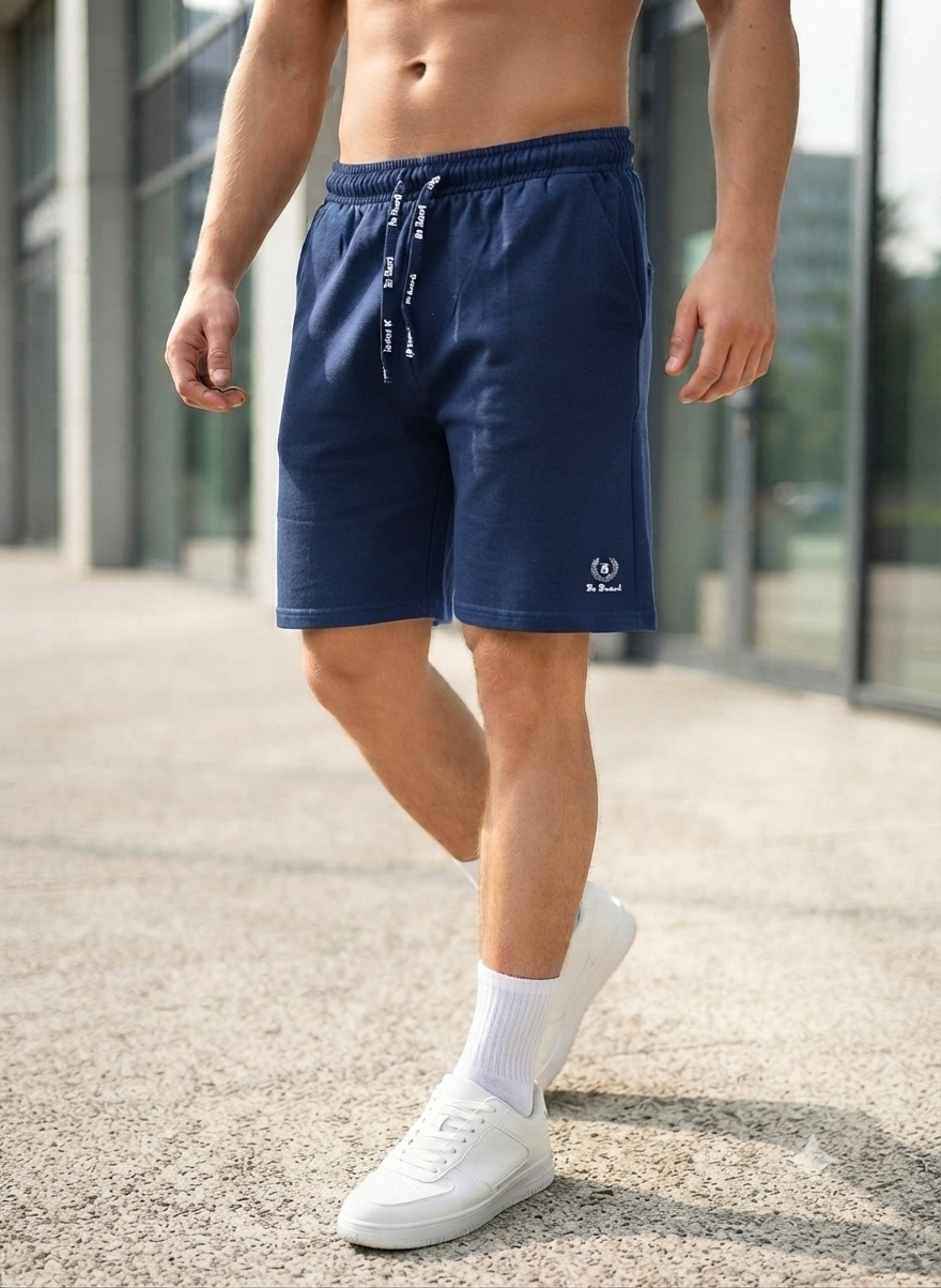 Pantaloncini Uomo Cotone con Tasche - Blu - Indossati