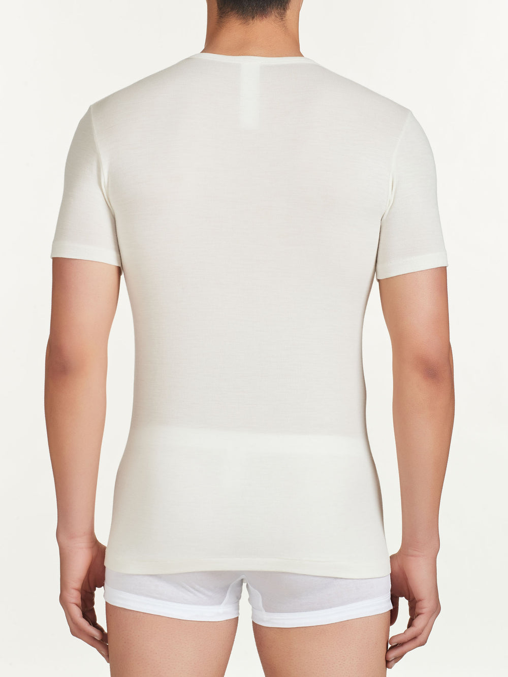 RAGNO - T-Shirt da uomo lana e seta girocollo - bianca o nera art. WoolSilk