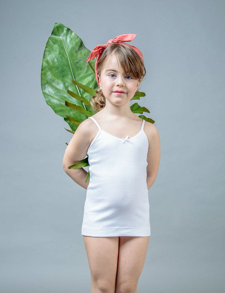 Canottiera Bambina Spalla Stretta 100% Cotone – Bianca