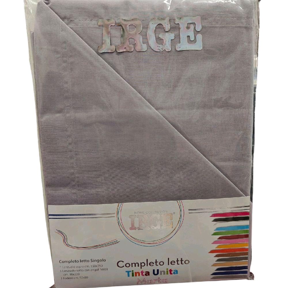 Irge - Completo Lenzuola Singolo in Cotone Tinta Unita