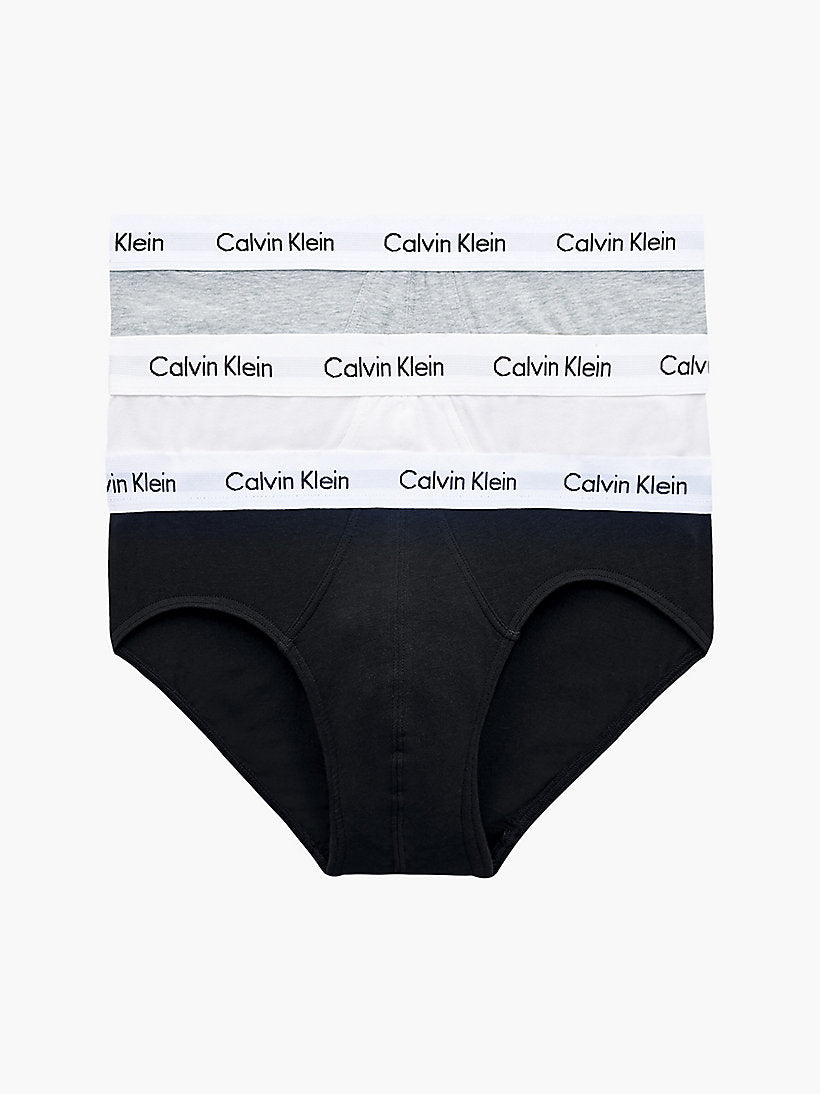 Calvin Klein Slip Uomo Cotone Elasticizzato Pacco da 3 – Nero, Grigio, Bianco