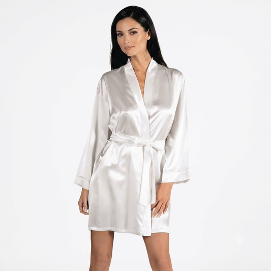 Kimono Sposa in Raso Setificato – Vestaglia Corta da Sposa