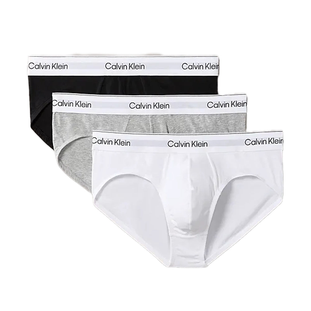 Calvin Klein Slip Uomo Cotone Elasticizzato Pacco da 3 – Nero, Grigio, Bianco