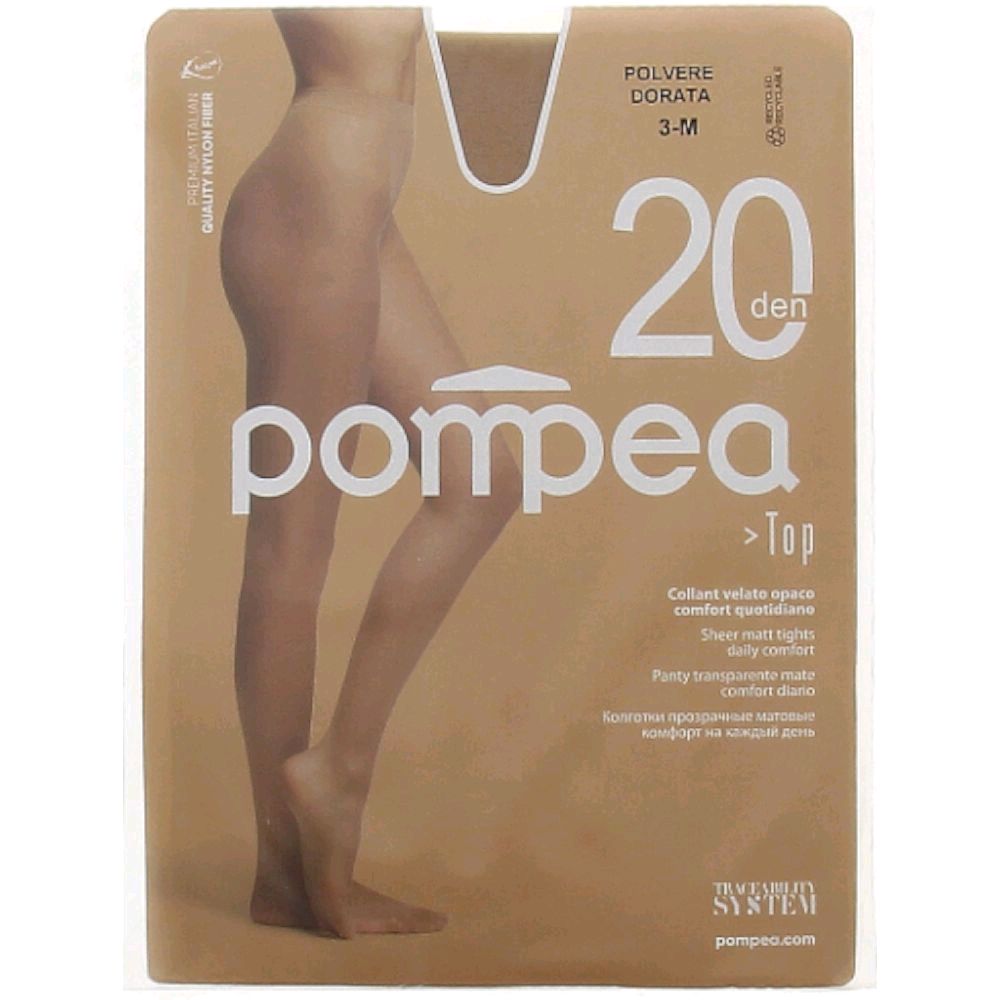 Pompea Collant Velato 20 Den Donna – Nero, Blu, Ambrato, Polvere Dorata, Mineral