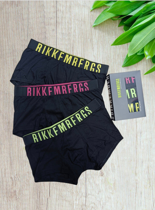 Bikkembergs Boxer Uomo Tri-Pack Nero Elastico Fluo – Cotone Stretch