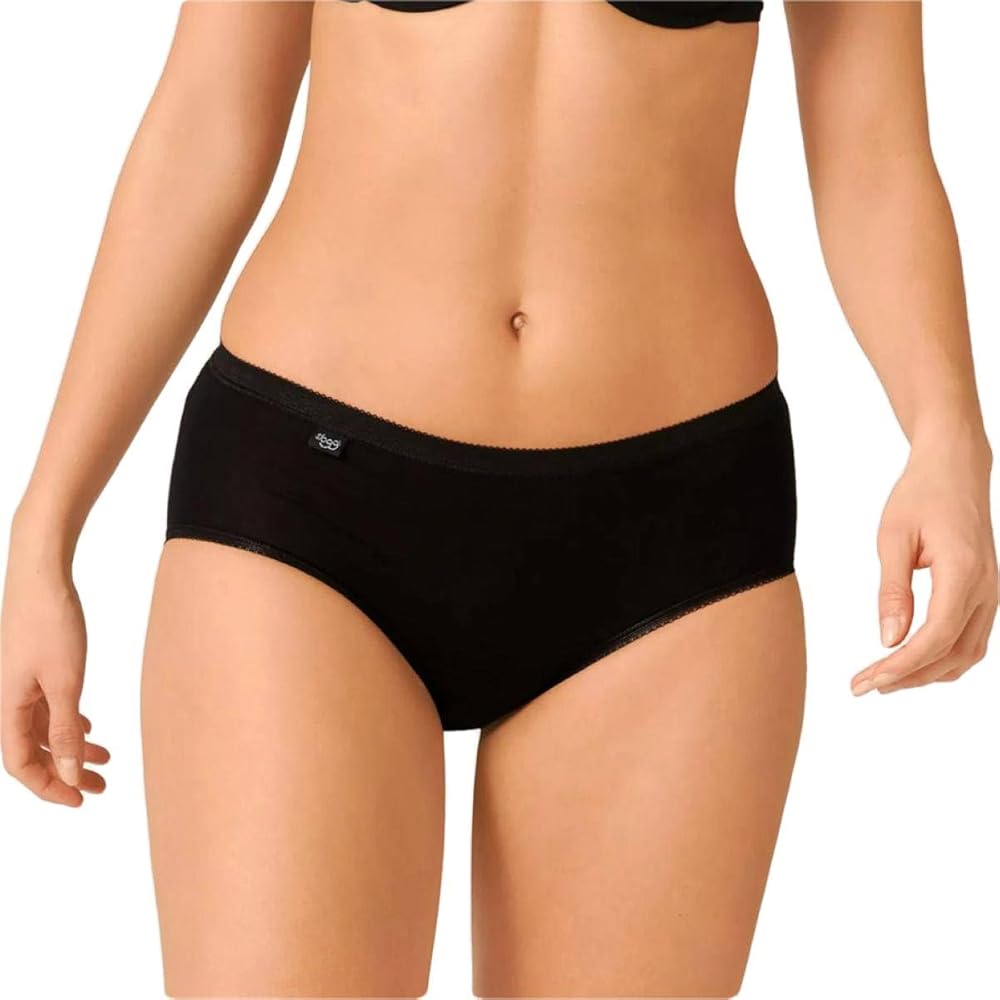 Sloggi Basic Midi - 2 Slip da donna in cotone bianco o nero