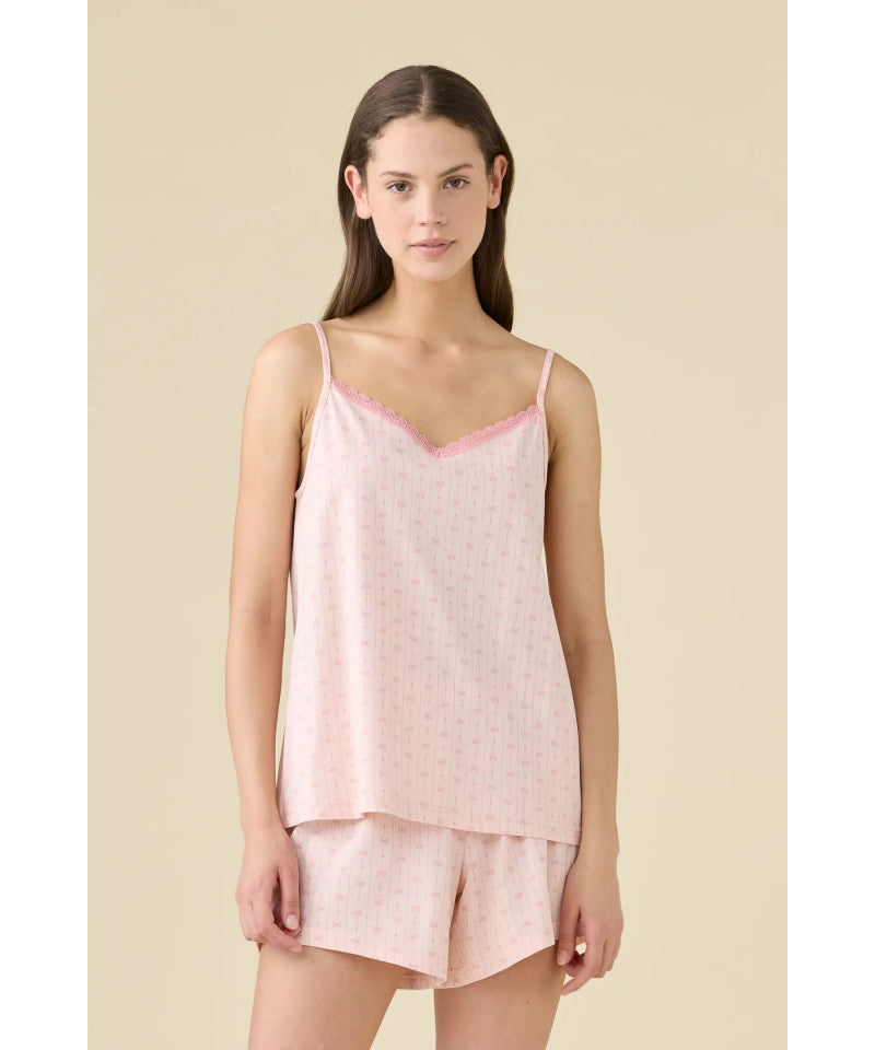 Noidinotte Pigiama Corto da Donna in 100% Puro Cotone Bretellina - Rosa Pallido art. FA9633AB