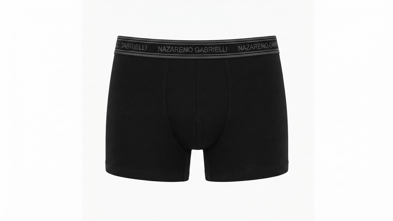 Boxer Uomo Cotone Pacco da 3 – Nazareno Gabrielli Elastico Esterno | Nero Blu Grigio
