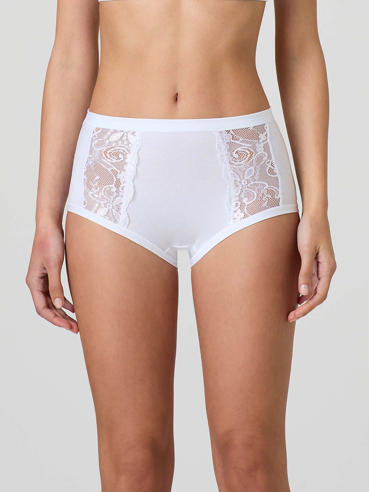 Jadea Slip Culotte Vita Alta con Pizzo sui Fianchi in Cotone e Modal – Bianco/Nero art. 534