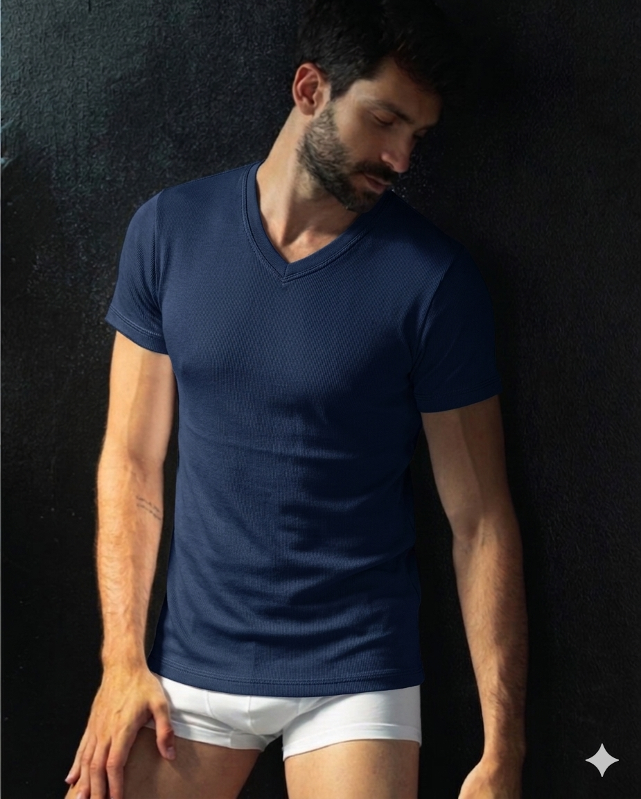 ARMATA DI MARE - T-Shirt da uomo scollo a V in cotone elasticizzato art. gt109