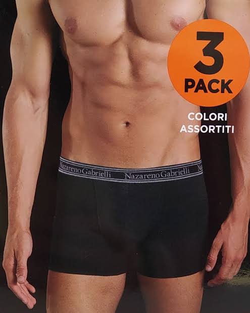 Boxer Uomo Cotone Pacco da 3 – Nazareno Gabrielli Elastico Esterno | Nero Blu Grigio