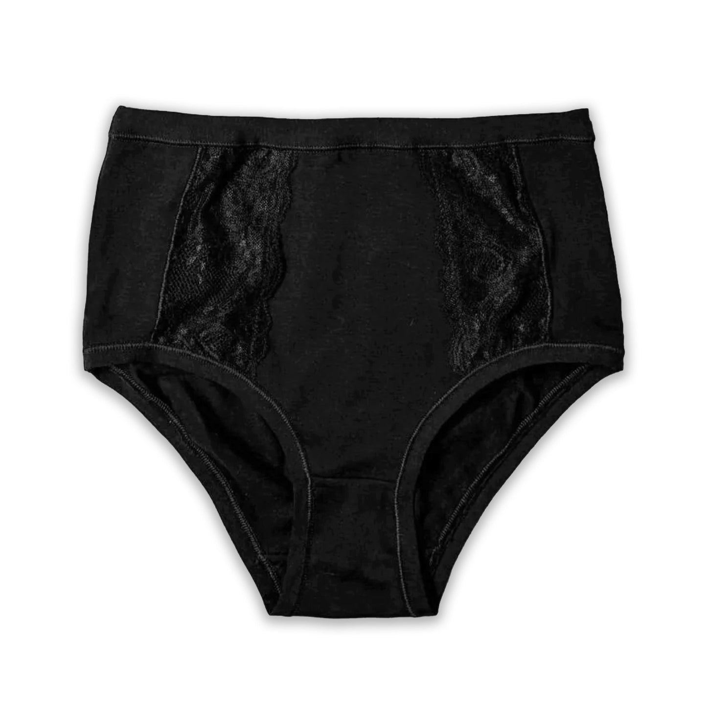 Jadea Slip Culotte Vita Alta con Pizzo sui Fianchi in Cotone e Modal – Bianco/Nero art. 534