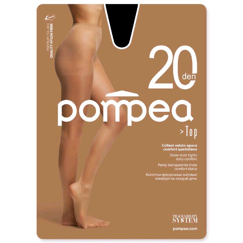 Pompea Collant Velato 20 Den Donna – Nero, Blu, Ambrato, Polvere Dorata, Mineral