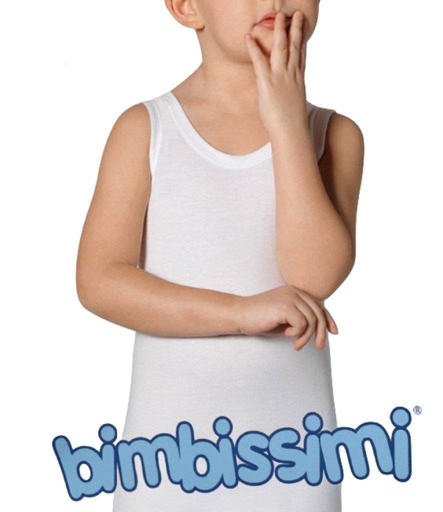 Canottiera Bambino Spalla Larga 100% Cotone – Bianca