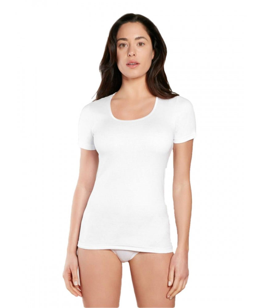 Maglia Mezza Manica Donna Nottingham 100% Cotone – Art. TM4014BW | Bianca