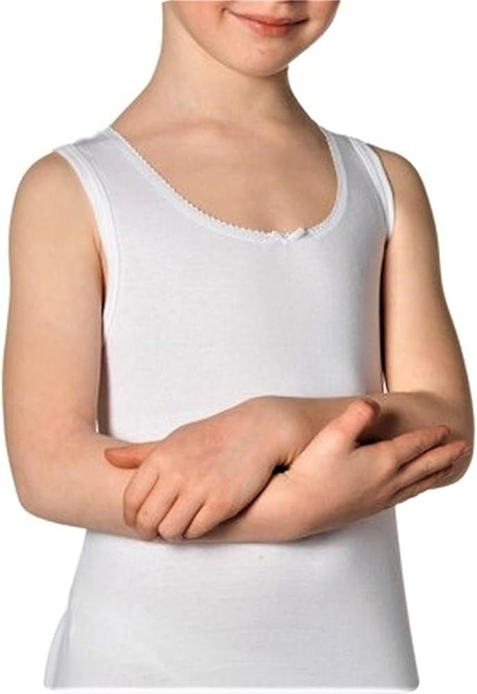 Canottiera Bambina Spalla Larga 100% Cotone – Bianca