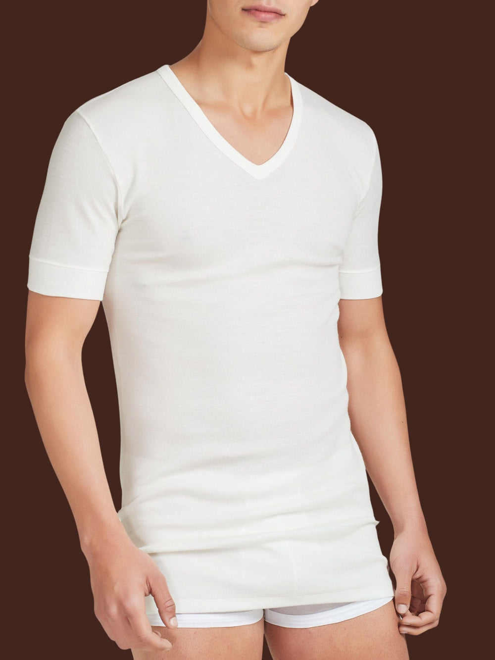 RAGNO - T-Shirt da uomo lana fuori cotone sulla pelle collo a V art. Sintonia