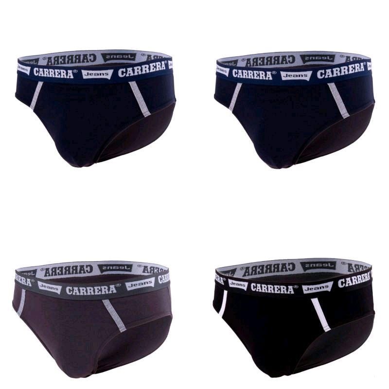 4 Slip Carrera da uomo con elastico esterno in cotone a tinta unita