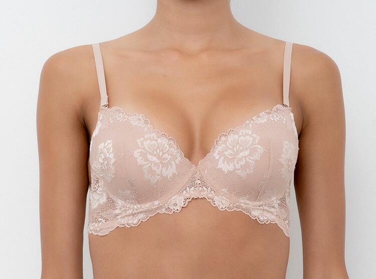 LORMAR - Reggiseno Balconcino in pizzo con coppe Push-up